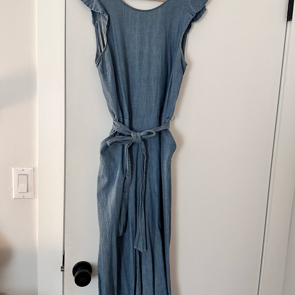 Blue Casual Flutter Sleeve Jumpsuit